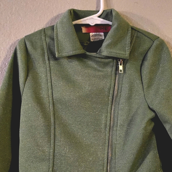 2 Hip Rose, Sage Green & White Sleeveless Dress with Moto Crop Jacket. Size 5. - Picture 5 of 7